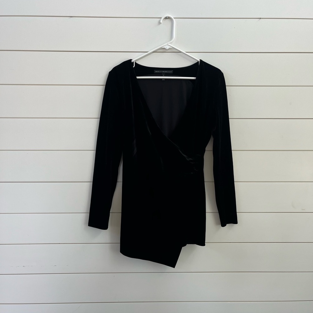White House Black Market Asymmetrical Wrap Black Cocktail Dress